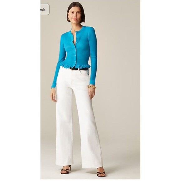 J.CREW ‘96 Curvy High-rise Denim Trouser Jeans Size 28P NEW Wide Leg CH717 White - Picture 1 of 15